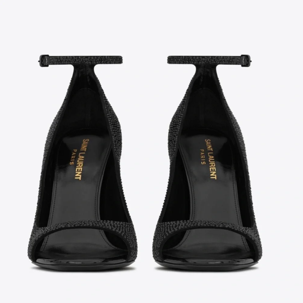 OPYUM OPEN-TOE PUMPS IN SUEDE AND RHINESTONES - Picture 3 of 5